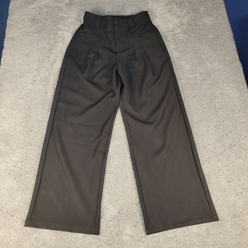 Halara Pants Womens M Black Palazzo High Rise Pleated Loose Flowy Lagenlook
